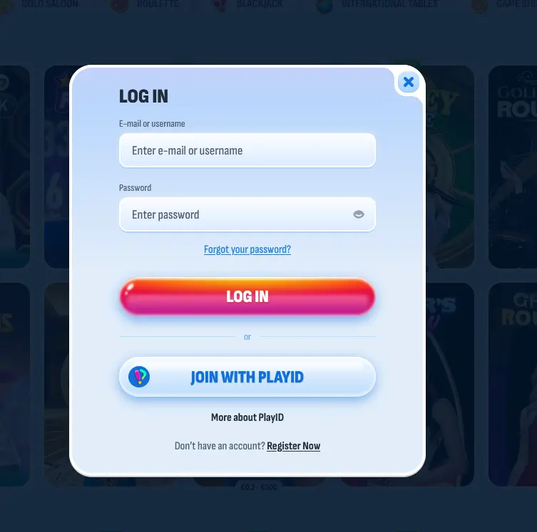 Nomini login screen with email and password fields