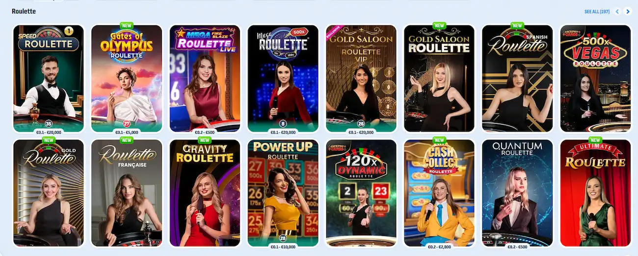 Nomini live roulette wheel with Lightning Roulette multipliers